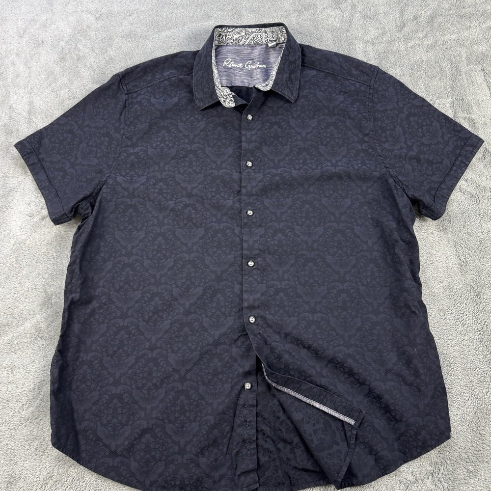 Robert Graham Shirt Men's 3XL Black Paisley Smart Business Casual Luxury Preppy
